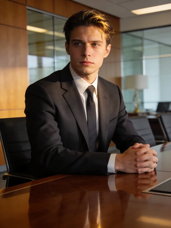 gemini ai boy in boardroom presence