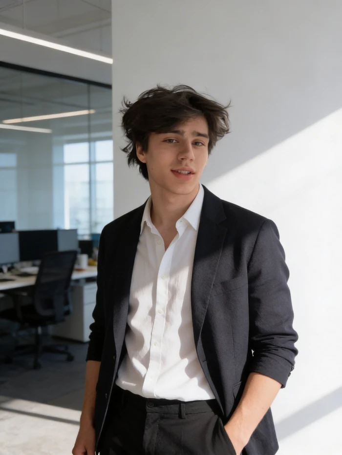 boy in startup founder look