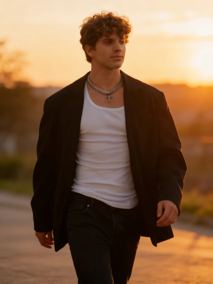 gemini ai boy in sunset walk moment