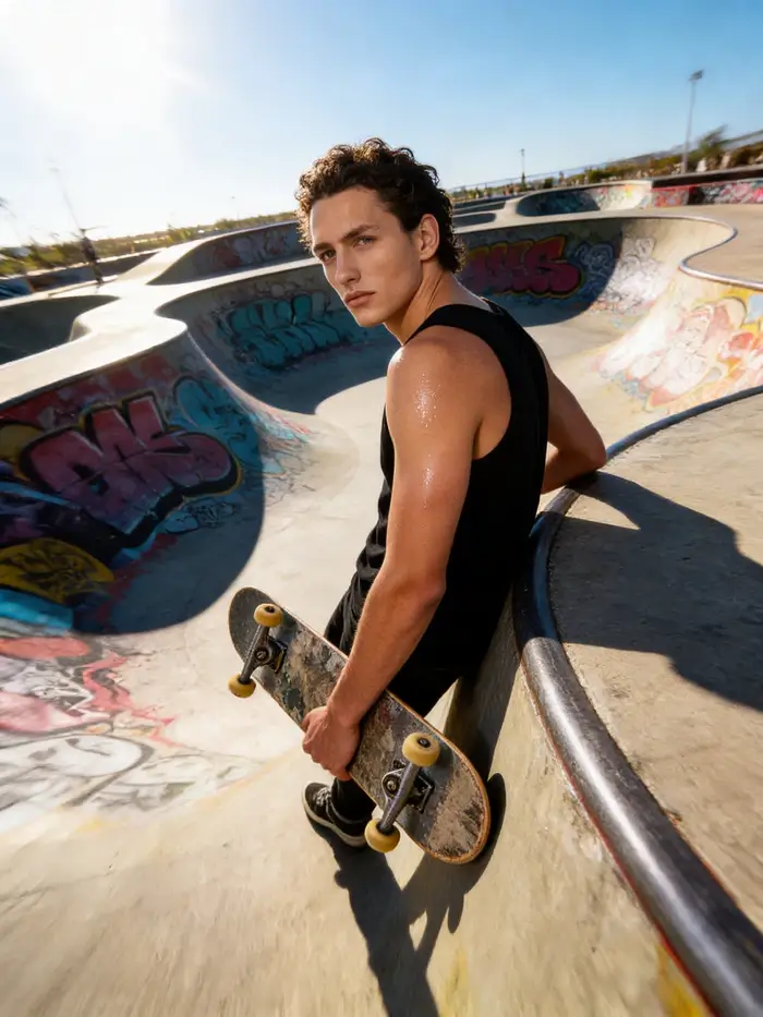 gemini ai boy with skate park energy