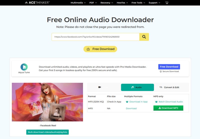 acethinker facebook audio downloader