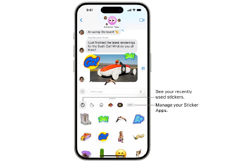 add sticker to photo iphone via message