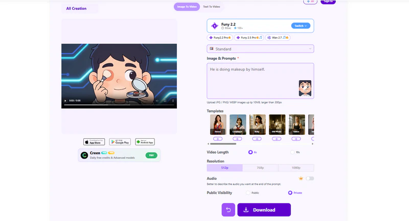 funy free ai video generator no login