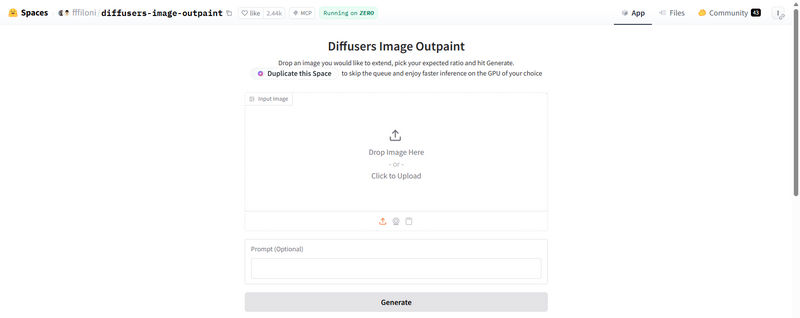 huggingface ai image outpainting tool