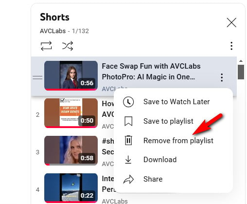 remove videos from playlist