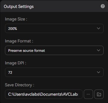 output settings