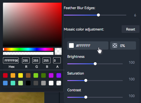 adjust mosaic color settings