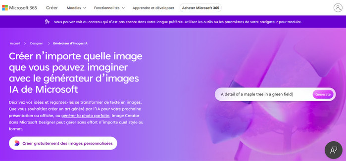 Microsoft : Générateur d'Images IA