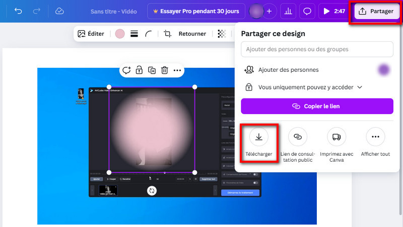 Exportez la vidéo floue dans Canva